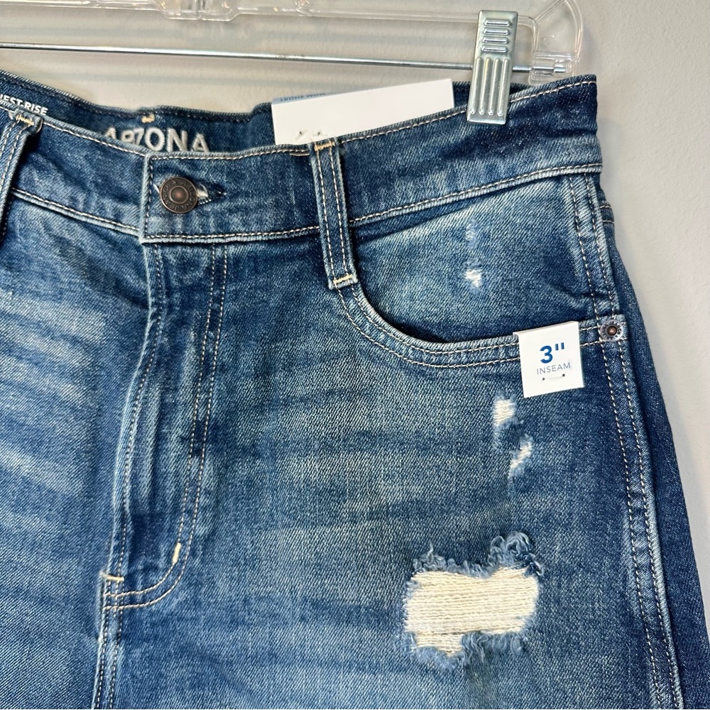 Arizona Jean Co Highest Rise Mom Short Women's Blue Denim Summer Rolled Cuff Hem - Picture 2 of 8